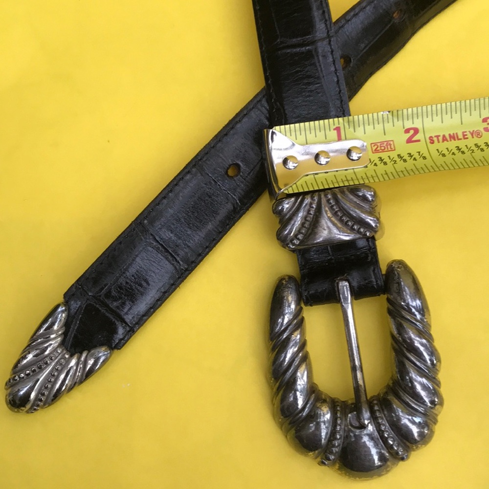 Vintage black/silver leather belt - Picture 9 of 10